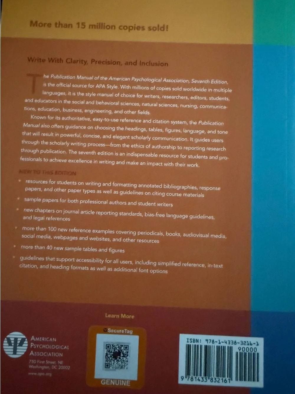 APA Publication Manual, 7th Edition - Orange/Turquoise Cover